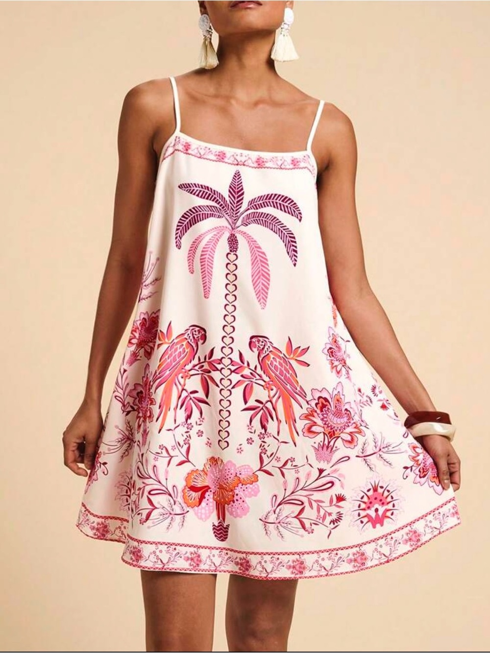 SHEIN Mini Dress with Pink Tropical Print